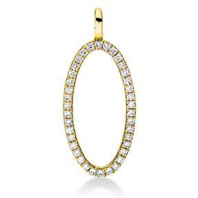 Anhänger Oval aus 750 Gold Gelbgold 38 Brillanten 0,2ct TW-SI 23,3x9,8mm mit Öse