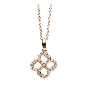 Collier Blume aus 750 Gold Rotgold 33 Brillanten 0,14ct TW-VSI L:46cm