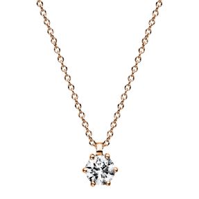 Solitaire Collier aus 750 Gold Rotgold Brillant 0,4ct F-SI L:42cm 6er-Krappe