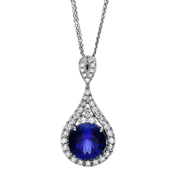 Collier 750 Weißgold Tansanit 12.08ct blau 1.87ct