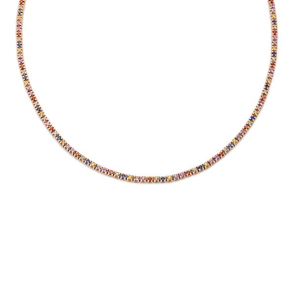 Collier 585 Rotgold 147 Saphire 4.07ct multicolor