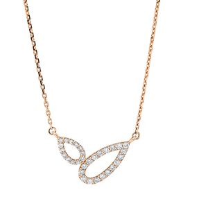 Collier 2 Tropfen aus 750 Rotgold 31 Brillanten 0,22ct TW-VSI/SI L:45cm