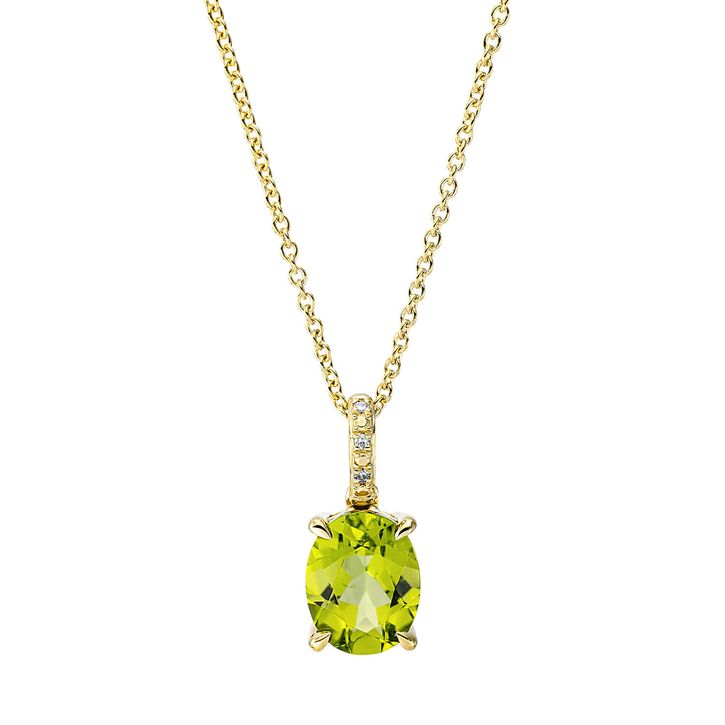 Collier 585 Gelbgold Peridot 2.06ct grün 3 Diamanten