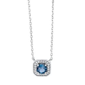 Collier aus 750 Weißgold Topas 0,3ct London Blue 20 Diamanten 0,04ct TW-SI L:45cm