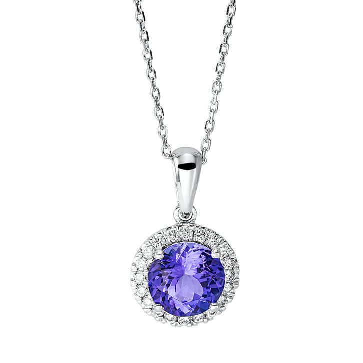 Collier 750 Weißgold Tansanit 1.09ct blau Brillanten