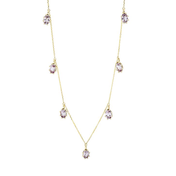 Collier 750 Gelbgold 7 Granate 3.99ct rosa