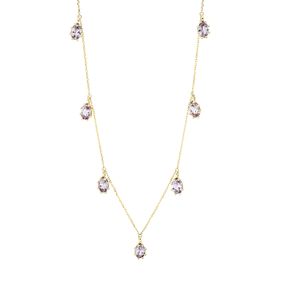 Collier aus 750 Gold Gelbgold 7 Granate 3,99ct rosa L:42cm