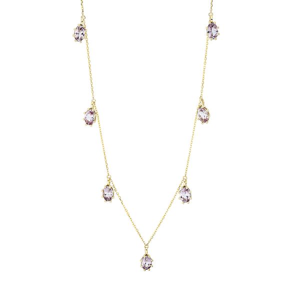 Collier 750 Gelbgold 7 Granate 3.99ct rosa