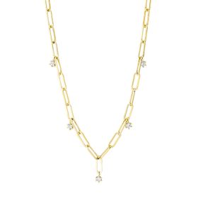 Collier aus 750 Gold Gelbgold 5 Brillanten 0,17ct TW-SI L:45,7cm