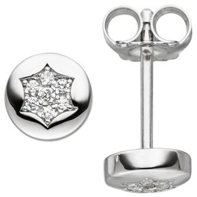 Ohrstecker Ohrringe Sternchen Sterne mit weißen Zirkonia rund 925 Silber