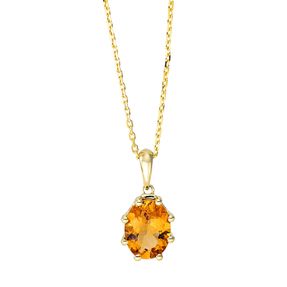 Collier Oval aus 750 Gold Gelbgold Citrin 1,15ct gelb L:45cm