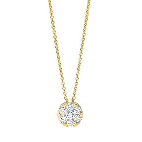 Collier Kreis 750 Gelbgold 6 Brillanten 0,26ct TW-SI 1 Brillant 0,1ct TW-SI L:45cm