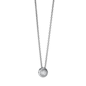 Solitaire Collier aus 750 Gold Weißgold Brillant 0,1ct TW-SI L:45cm Zarge