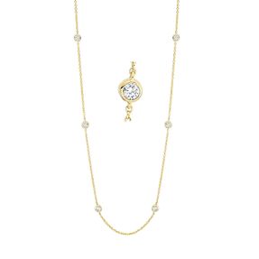 Collier aus 750 Gold Gelbgold 9 Brillanten 0,34ct TW-SI L:45cm