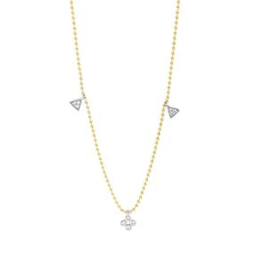 Collier aus 750 Gelbgold 18 Brillanten 0,12ct TW-SI L:42cm Fassung rhodiniert