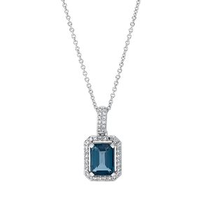 Collier aus 750 Weißgold Topas 1,78ct London Blue 40 Diamanten 0,16ct TW-SI L:45cm