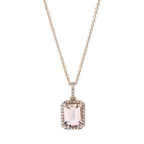 Collier aus 750 Rotgold Morganit 1,87ct rosa 34 Diamanten 0,14ct TW-SI L:45cm