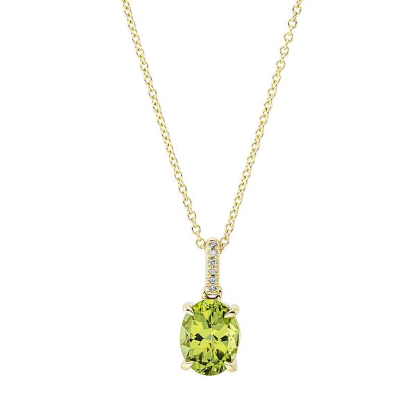 Collier 750 Gelbgold Peridot 2.08ct grün 6 Diamanten