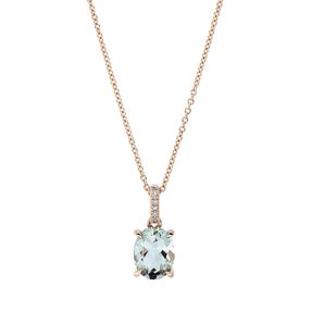 Collier aus 750 Rotgold Amethyst 1,71ct grün 6 Diamanten 0,02ct TW-SI L:45cm