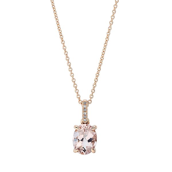 Collier 750 Rotgold Morganit 1.66ct rosa 6 Diamanten