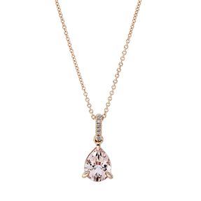 Collier Tropfen 750 Rotgold Morganit 1,48ct rosa 6 Diamanten 0,02ct TW-SI L:45cm