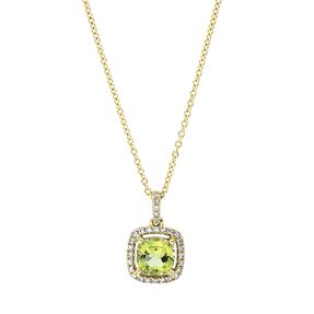 Collier aus 750 Gelbgold Peridot 0,97ct grün 29 Diamanten 0,11ct TW-SI L:45cm