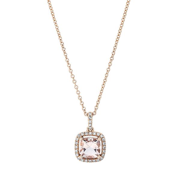 Collier 750 Rotgold Morganit 0.85ct rosa 29 Diamanten