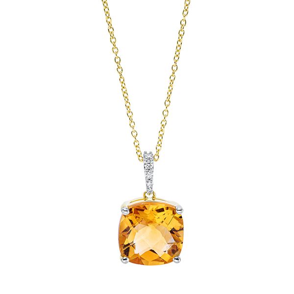 Collier 750 Gelbgold Citrin 3.9ct gelb 5 Diamanten