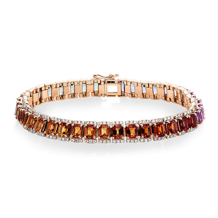 Armband 750 Rotgold 39 Saphire 21.05ct multicolor