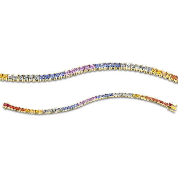 Armband 750 Gelbgold 52 Saphire 10.08ct multicolor L 17.8cm