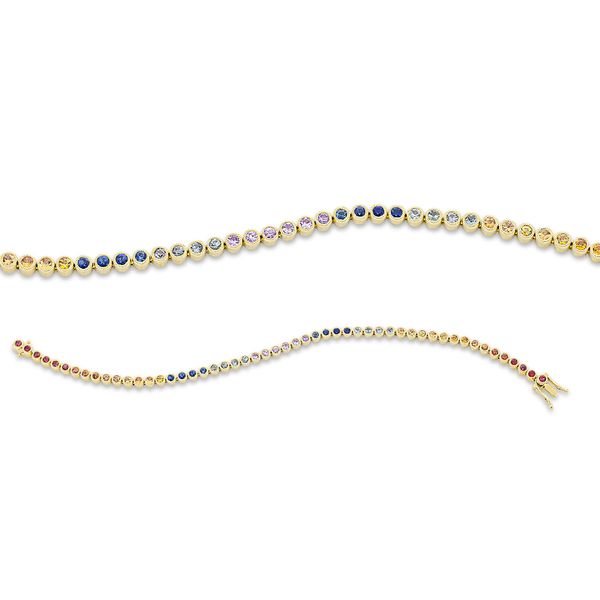 Armband 750 Gelbgold 52 Saphire 3.28ct multicolor L 17.8cm