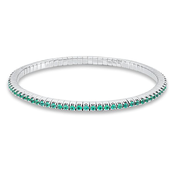 Armband 750 Weißgold 81 Smaragde 1.43ct grün L 16.5cm