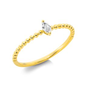Solitaire Ring aus 750 Gelbgold Diamant Navette-Schliff 0,08ct TW-VSI B:4,7mm