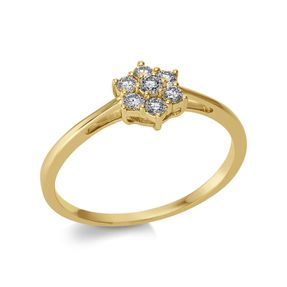 Ring Blume 750 Gelbgold 6 Brillanten 0,17ct TW-SI 1 Brillant 0,04ct TW-SI B:6,9mm