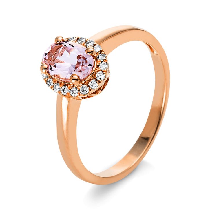 Ring aus 585 Rotgold Morganit 18 Brillanten 0.11ct