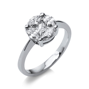 Ring aus 750 Gold Weißgold 5 Diamanten 1,03ct TW-SI Ø9,4mm