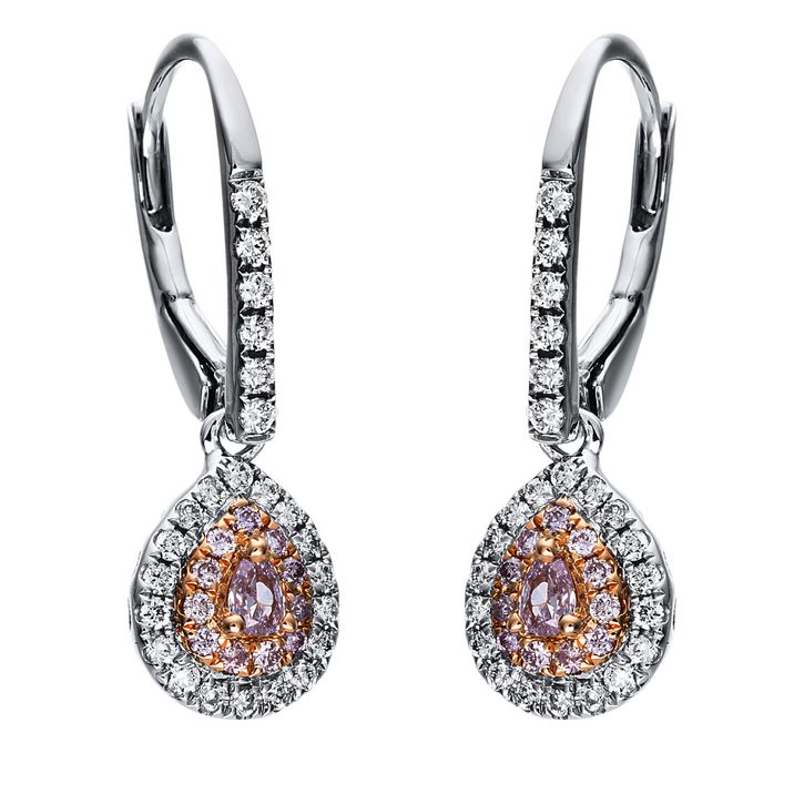 Ohrschmuck aus 750 Gold weiß rot 72 Brillanten 0.52ct