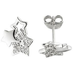 Ohrstecker Ohrringe Ohrschmuck Sterne Sternchen mit weißen Zirkonia 925 Silber