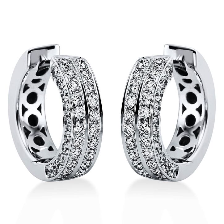 Pavé Creolen aus 750 Weißgold 64 Brillanten 0.76ct