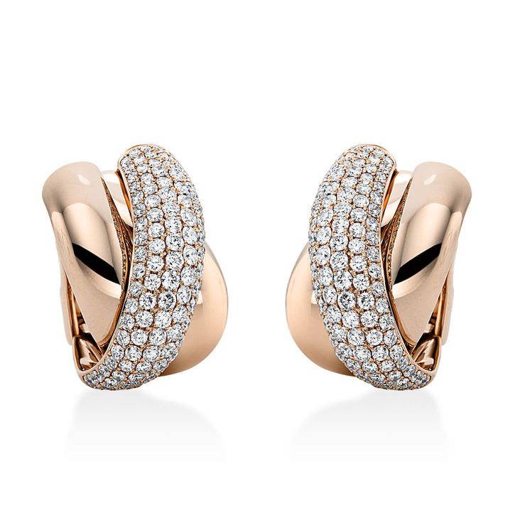 Pavé Creolen aus 750 Rotgold 242 Brillanten 3.56ct