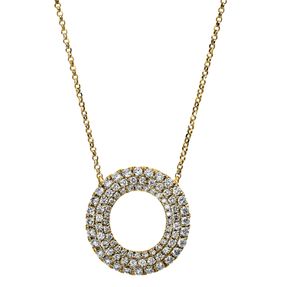 Pavé Collier Kreis aus 750 Gelbgold 84 Brillanten 0,71ct TW-SI L:43,2cm