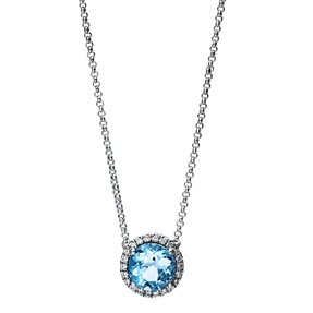 Collier aus 750 Weißgold Topas 1,7ct blau 22 Brillanten 0,1ct TW-SI L:43,2cm