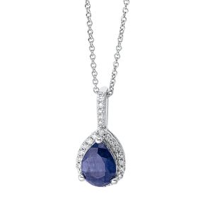 Collier aus 750 Weißgold Saphir 1,2ct blau 25 Brillanten 0,15ct TW-SI L:45,7cm