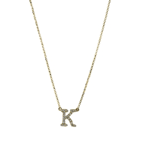 Collier Buchstabe K aus 750 Gelbgold 23 Brillanten 0,11ct TW-SI L:43,2cm