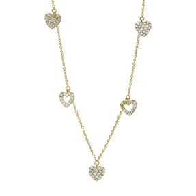 Collier Herz aus 750 Gold Gelbgold 81 Brillanten 0,42ct TW-SI L:45,7cm