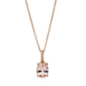 Collier aus 585 Rotgold Morganit 1,54ct pink 3 Diamanten 0,01ct TW-SI L:45cm