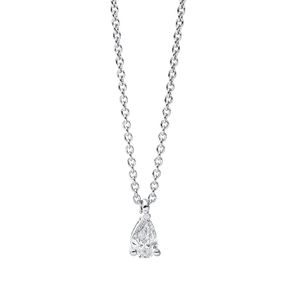 Solitaire Collier aus 750 Weißgold Diamant Tropfen-Schliff 0,14ct TW-SI L:45cm