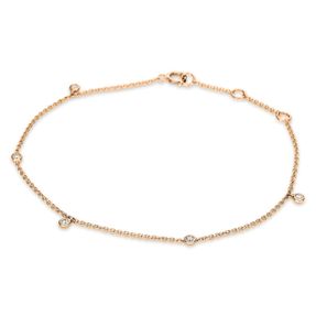 Armband aus 750 Gold Rotgold 5 Brillanten 0,1ct TW-SI L:17,8cm