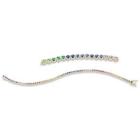 Armband aus 750 Gelbgold 64 Saphire 2,56ct mehrfarbig B:2,8mm L:17,8cm