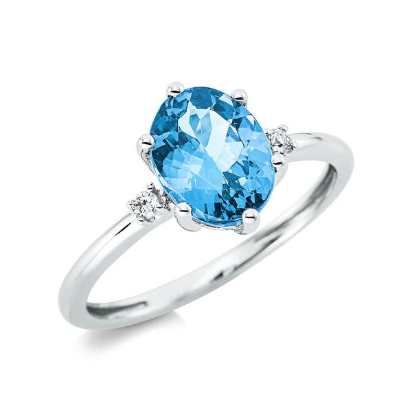 Ring aus 750 Weißgold Topas 2 Brillanten 0.04ct